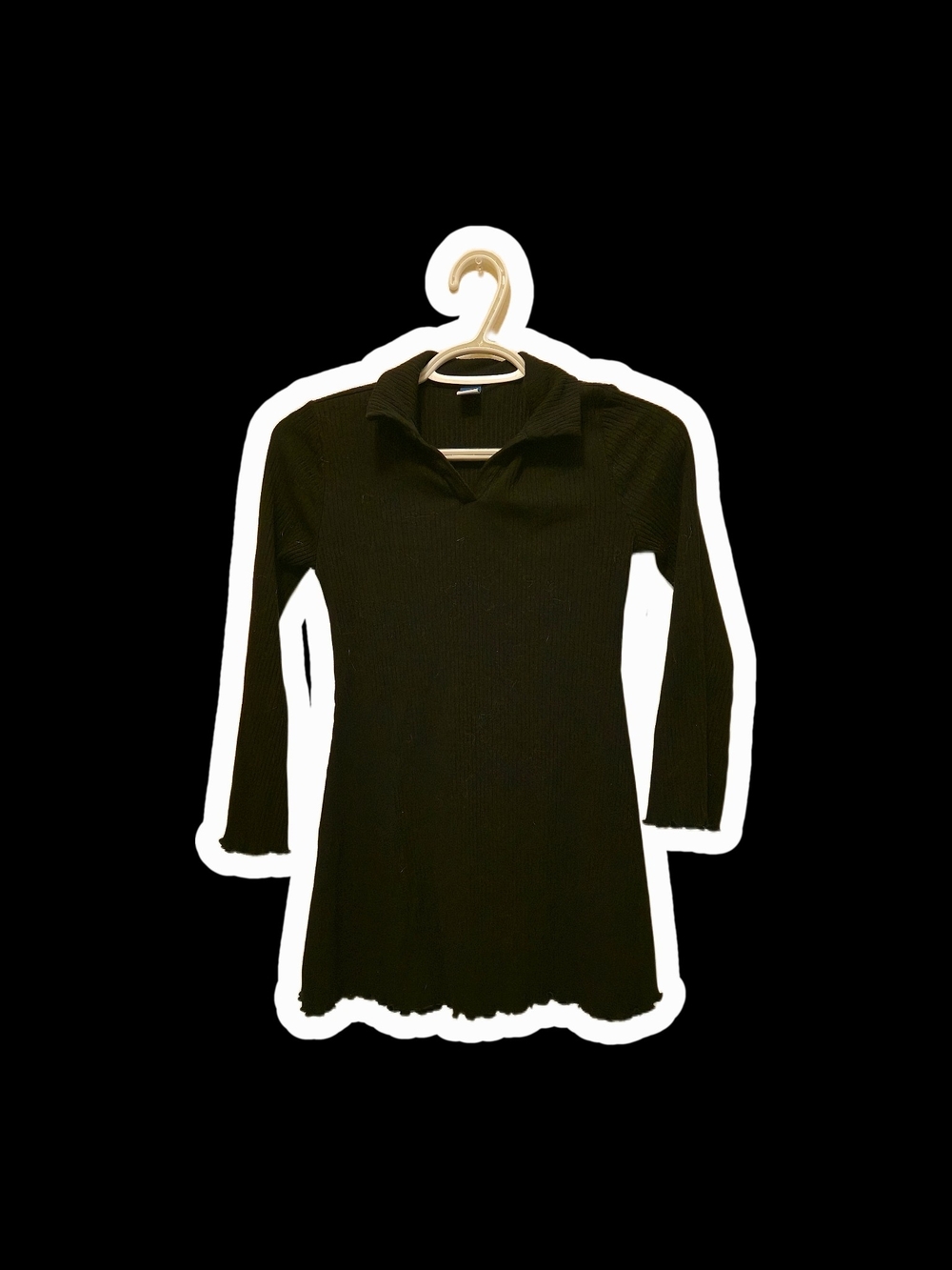 Old Navy Black Long-Sleeve Polo Tunic Dress